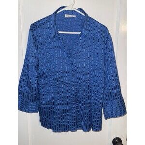 Cato Womens XL Blue Long Sleeve Button Up Shirt Blouse